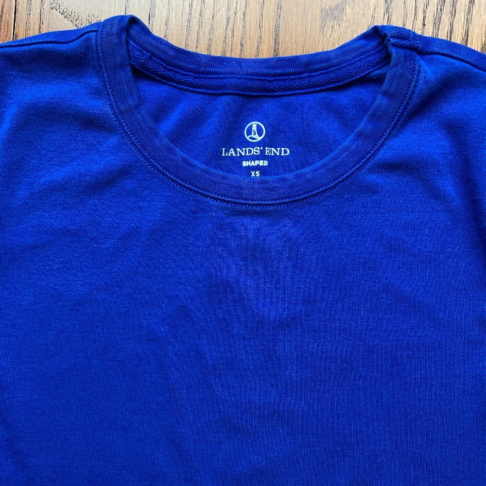 Blue LANDS END Shaped Long Sleeve Tee Top - Picture 2 of 2